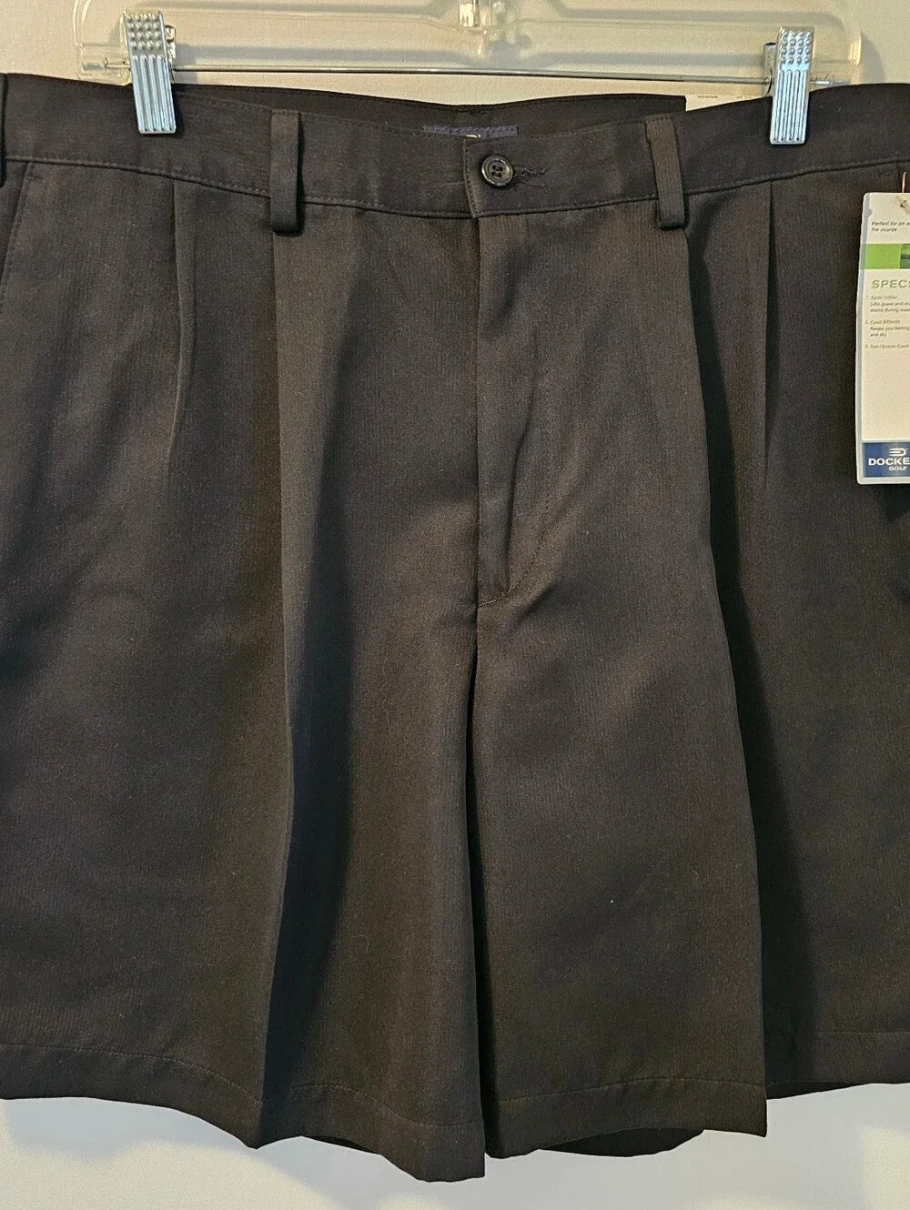 Dockers Golf Microfiber Pleated Black Shorts‎ Men's Size 38 NWT